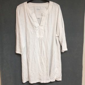 Boden 3/4 sleeve white top open collared